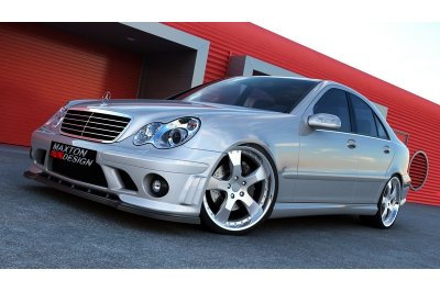 Накладка сплиттер на передний бампер на Mercedes C W203 AMG W204 Look 